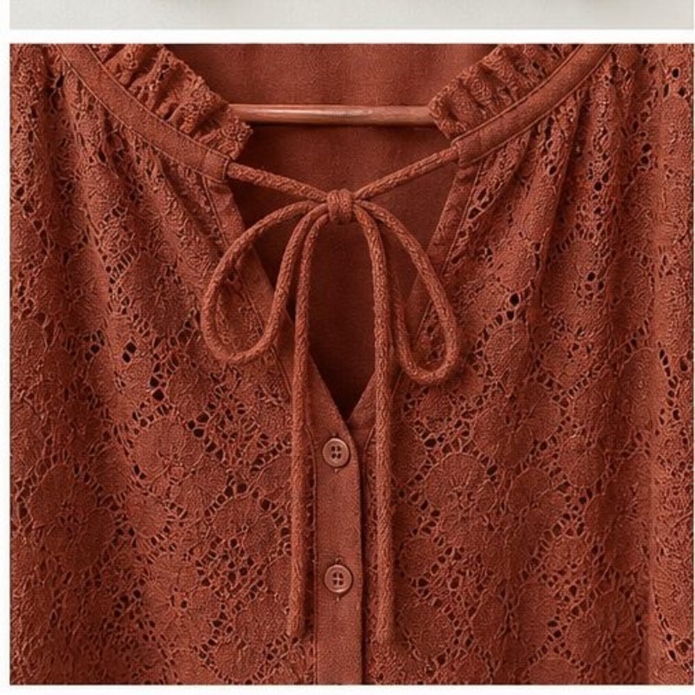 Rust Wrap Blouse - Picture 4 of 6